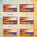 Desert dunes, mountain painting, western sunset, scenic landscape art, minimalist boho decor, panoramic art, framed canvas print