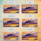Mesa, desert sunset, southwest decor, extra wide wall art, western landscape painting, panoramic painting, framed canvas print