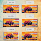 Bison Prairie, rustic art, southwest wall art, landscape painting, extra wide art, panoramic painting, farmhouse art, Framed Canvas Print