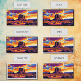 Monument Valley, desert painting, southwest wall art, mountain painting, boho art, panoramic art, Canvas Print, rustic wall art, cowboy gift