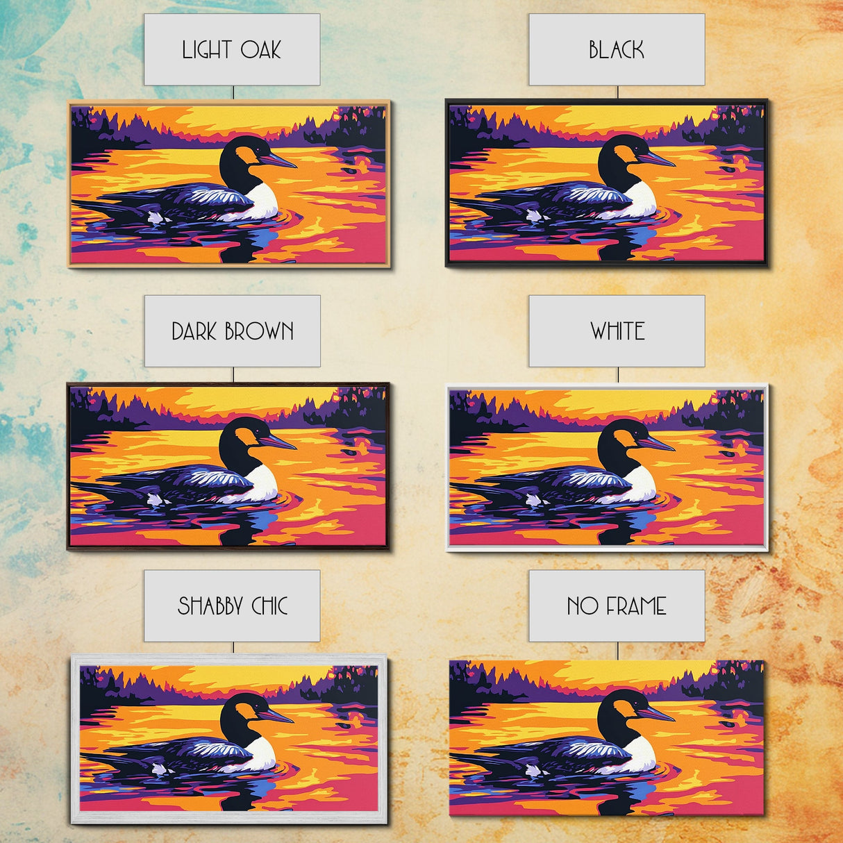 Loon on the Lake, bird art, moody art, rustic wall art, nature painting, coastal decor, lake Tahoe art, framed canvas print
