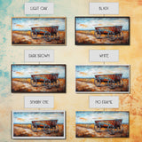 Rustic Wagon, Western Landscape, Farmhouse Art, Southwest Wall Art, Vintage Horse Art, Extra Wide Art, Horizontal Wall Art, Framed Canvas Print