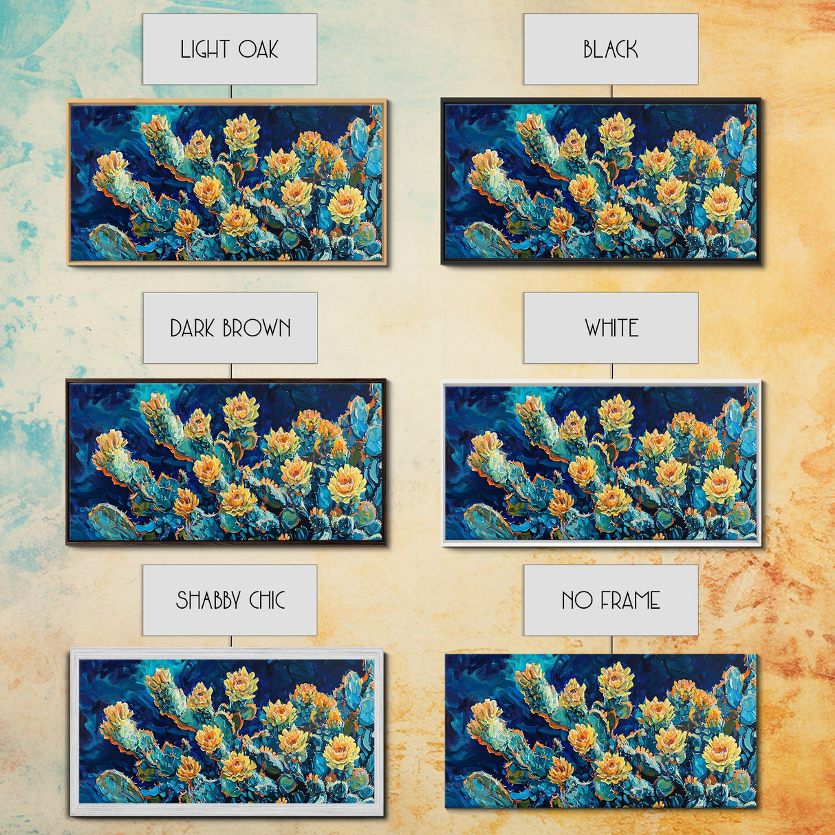 Cactus Bloom, Desert Flowers, Southwest Wall Art, Botanical Prints, Boho Art, Extra Wide Art, Bright Home Decor, Framed Canvas Print