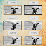 Curious Beach Cow, coastal wall art, cow painting, whimsical art, black and white photography, farmhouse decor, seascape painting, Canvas Print