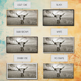 Longhorn, beach, western decor, rustic art, farmhouse art, extra wide art, above sofa art, panoramic painting, framed canvas print