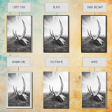 Large horns, rustic skull, bull and bear art, moody wall art, desert decor, cowboy aesthetic, framed canvas print, minimalist art