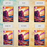 Mountain Painting, Bold Landscape Art, Orange Purple Wall Decor, Southwest Wall Art, Framed Canvas Print, Nature Inspired Artwork