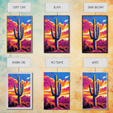 Southwest Cactus Art, Desert Wall Decor, Pink Orange Wall Art, Bold Sunset Art, Framed Canvas Print, Gift Idea, Rustic Wall Art