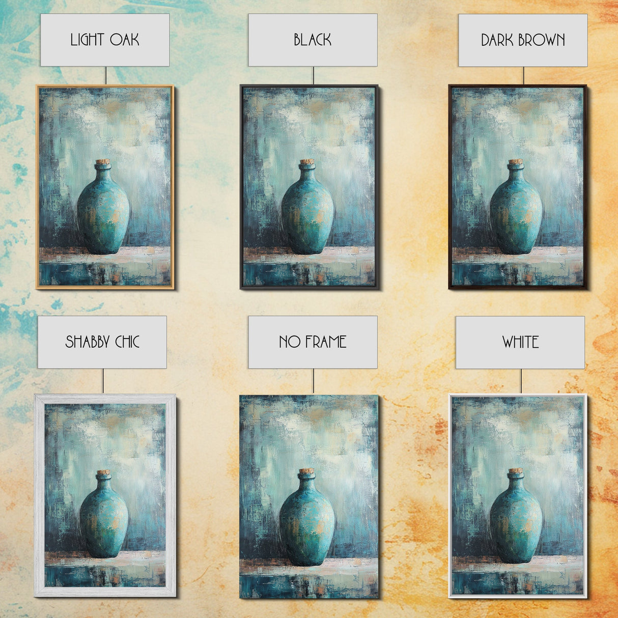 Teal Bottle, Wabi Sabi Art, Minimalist Wall Art, Canvas Print, Green Wall Art, Rustic Decor, Sage Green Wall Art, Moody Art, Gift Idea