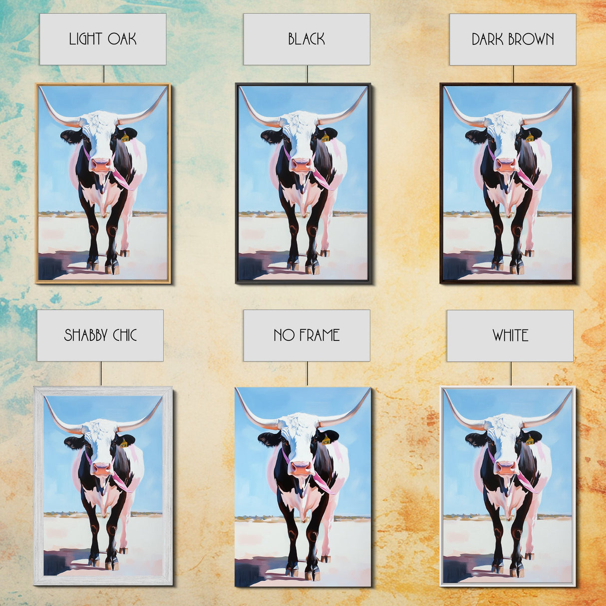 Longhorn Cow, Western Wall Art, Rustic Decor, Canvas Print, Southwest Wall Art, Farmhouse Art, Gift Idea, Living Room Art, Boho Art