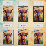 Colorful Bull, Mosaic Wall Art, Chicano Art, Southwest Wall Art, Canvas Print, Farmhouse Art, Rustic Decor, Gift Idea, Boho Art
