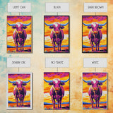 Pop Art Cow, Pink Orange Wall Art, Southwest Wall Art, Canvas Print, Rustic Decor, Farmhouse Art, Living Room Art, Bold Wall Art