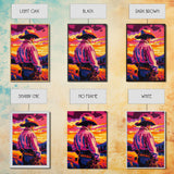 Western Cowboy, Sunset Art, Rustic Wall Art, Coastal Cowgirl Wall Art, Canvas Print, Landscape Painting, Moody Art, Gift Idea For Him