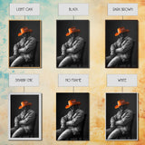 Cowboy portrait, rustic art, western style, framed canvas print, country decor, cowboy hat, moody photography, black and white wall art