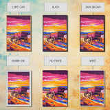 Sunset Wagon Art, pink orange wall art, Joshua tree art, rustic wall art, warm tones painting, framed canvas print, gift idea, extra wide art