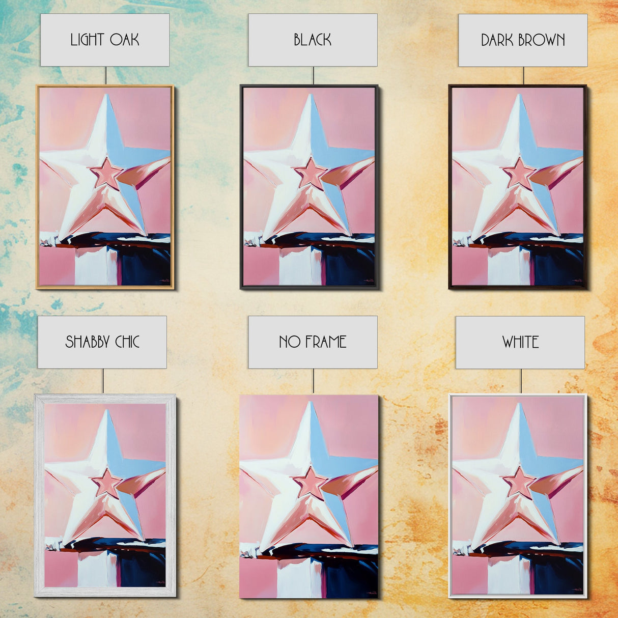 Pastel Star Painting, Light Pink Wall Art, Abstract Star Art, Whimsical Art, Matisse Wall Art, Canvas Print, Minimalist Art, Bedroom Art
