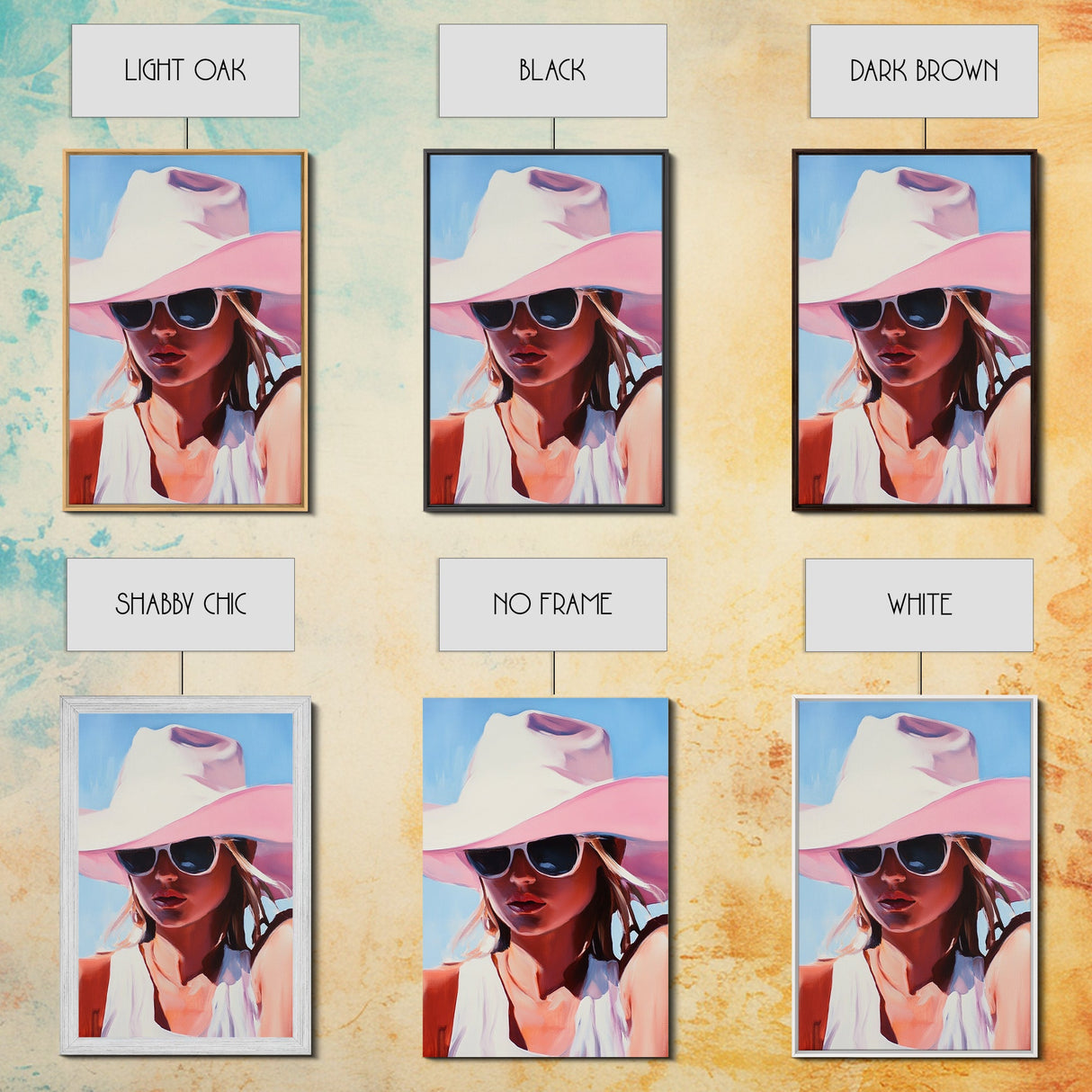 Coastal Cowgirl Painting, Black Cowgirl Art, Western Fashion Art, Moody Art, Southwest Wall Art, Canvas Print, Rustic Decor, Boho Art