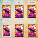 Vibrant Cowboy Painting, Chicano Art, Western Sunset Art, Pink Orange Wall Art, Afrocentric Wall Art, Canvas Print, Southwest Decor, Rustic Wall Art