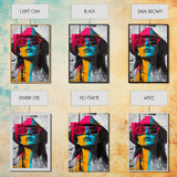 Urban Pop Art, Woman Portrait, Graffiti Wall Art, Chicano Art, Contemporary Art, Gift Idea, Framed Canvas Print, Whimsical Art