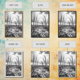 Windblown Trees, stormy sky, moody landscape, wabi sabi art, black and white, framed canvas print, rustic decor, nature photography