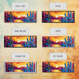 Sunset Desert Cacti, Joshua tree art, southwest wall art, extra wide art, pink orange wall art, minimalist art, Canvas Print