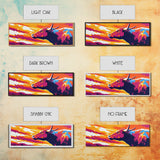 Sunset Bull, bull art, southwest wall art, pink orange wall art, extra wide art, rustic decor, Canvas Print