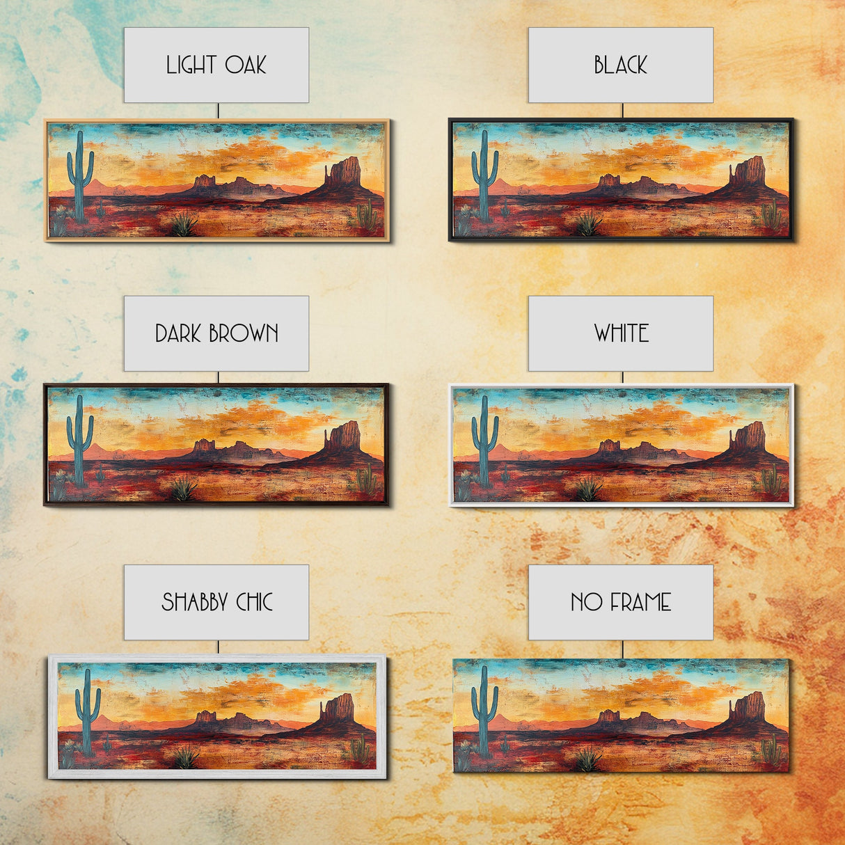 Southwest Wall Art, Framed Canvas Print, Joshua Tree Art, Desert Landscape Painting, Extra Wide Art, Rustic Wall Art, Above Couch Art, Gift Idea