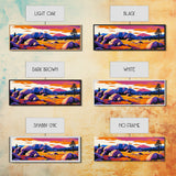 Southwest landscape, sunset painting, Joshua tree art, pink orange wall art, extra wide art, rustic decor, framed canvas print
