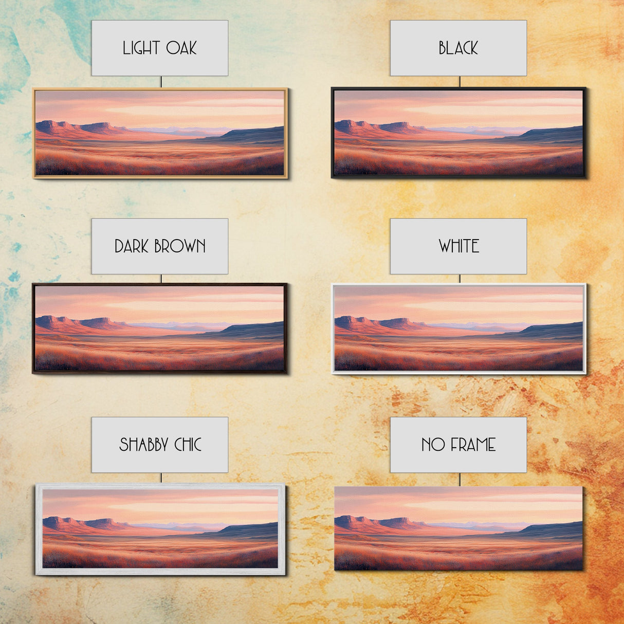 Mountain painting, landscape painting, southwest wall art, extra wide art, panoramic art, framed canvas print, Joshua tree art, moody art