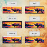 Buffalo painting, colorful animal art, rustic decor, extra wide art, framed canvas print, southwest wall art, landscape painting, wild west art