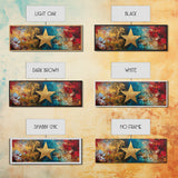 Golden Star, abstract art, bold colors, textured wall art, framed canvas print, mosaic wall art, extra wide art, above couch art