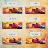 Vibrant Leather Glove Art, Canvas Print, Pink Orange Wall Art, Southwest Wall Art, Whimsical Art, Extra Wide Art, Rustic Decor