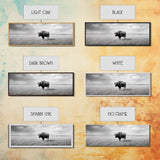 Lone buffalo, western landscape, rustic wall art, panoramic art, extra wide art, farmhouse decor, framed canvas print, wildlife painting, bull and bear art