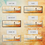 Desert Woman, African art, coastal wall art, rustic decor, minimalist painting, warm tones, framed canvas print, extra wide art