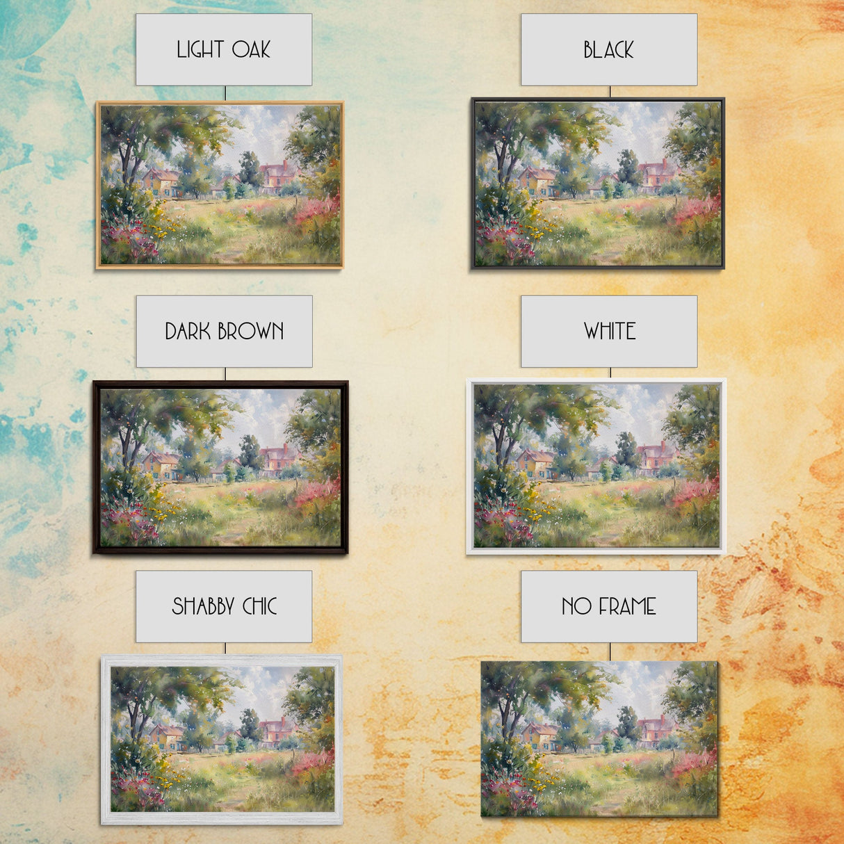 Wild Flowers And Old Barns, Furniture and Decor for Living Room, Framed Canvas Print, Home Decor Wall Art For Living Room, Decor Home