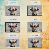 Framed Canvas Print, Cute Highland Cow Wearing A Pink Bowtie, Framed Wall Decor, Rustic Minimalist Farmhouse Decor, Western Art