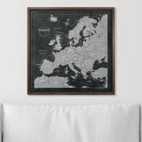 Push Pin Europe Map Pin Board - Modern Slate - Pins Included!