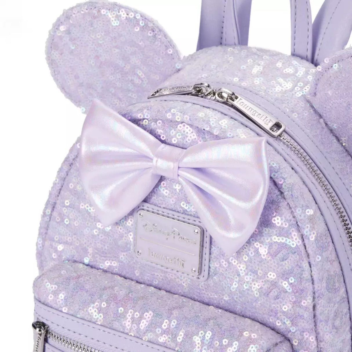 Disney Loungefly Opalescent Lavender Purple Sequin Minnie Mouse Mini Backpack