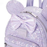 Disney Loungefly Opalescent Lavender Purple Sequin Minnie Mouse Mini Backpack