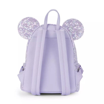 Disney Loungefly Opalescent Lavender Purple Sequin Minnie Mouse Mini Backpack