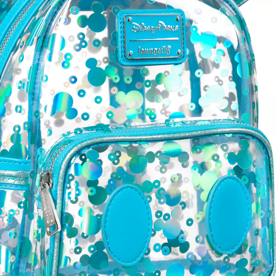 Disney Loungefly Mickey Mouse Icon Clear Blue Mini Backpack