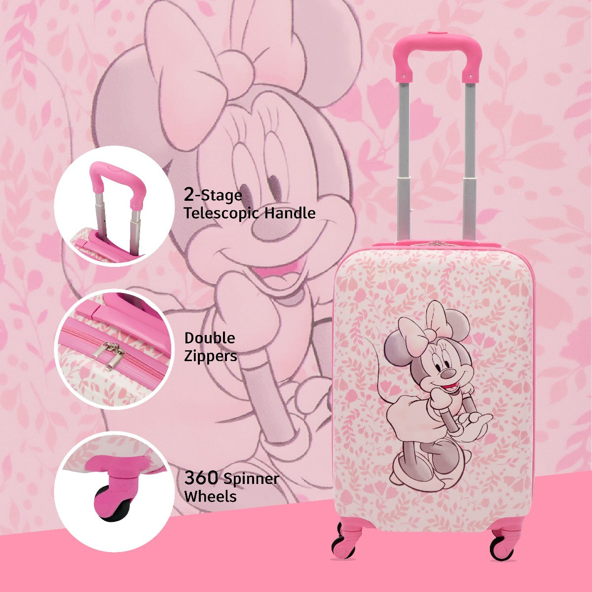 Disney Ful Minnie Mouse Floral Pink Kids 20.5" Luggage