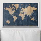 Push Pin World Map Pin Board - Deep-Sea Drift - Pins Included!