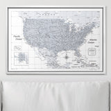 Push Pin USA Map Pin Board - Light Gray Color Splash- Pins Included!