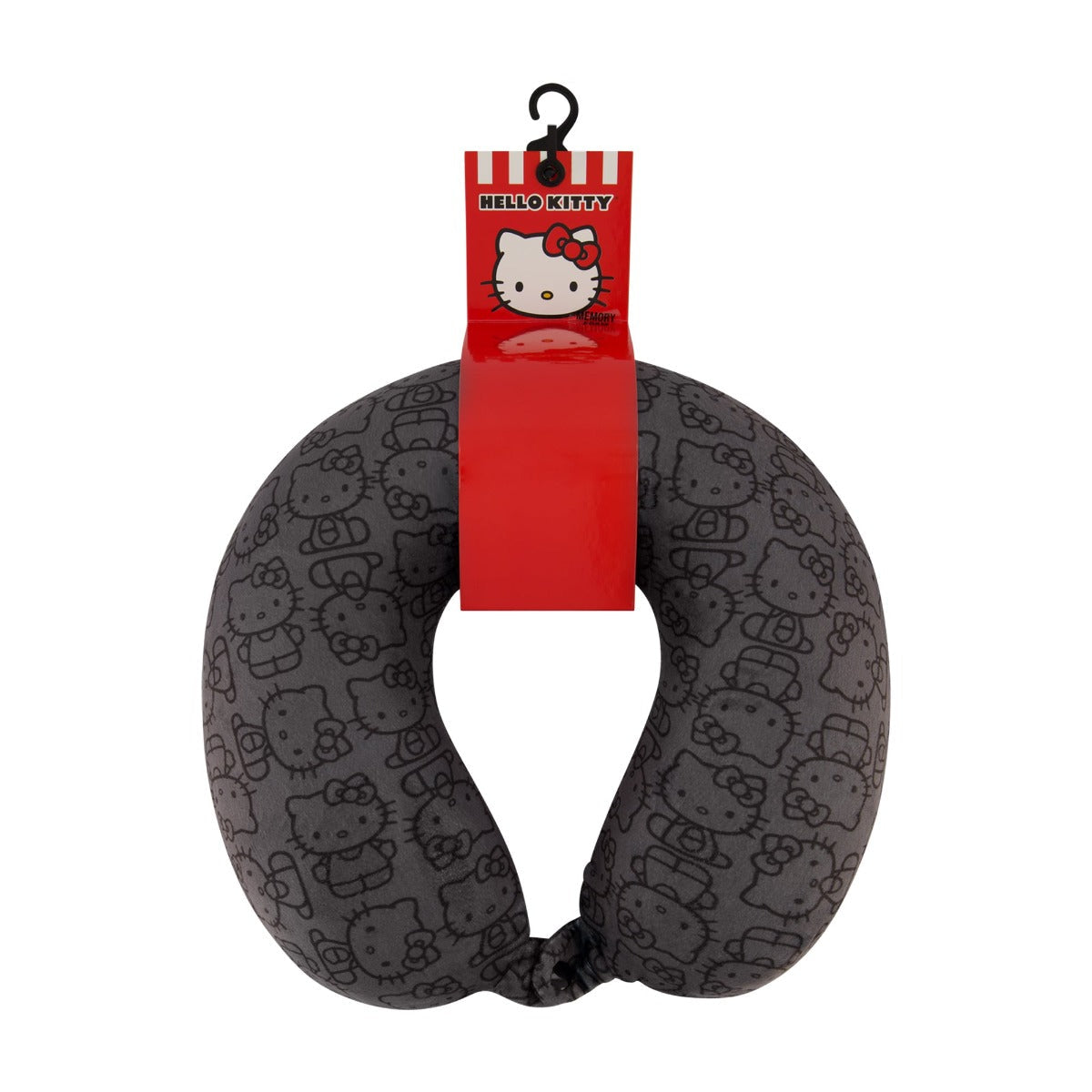Hello Kitty All Over Icon Memory Foam Travel Neck Pillow, Black