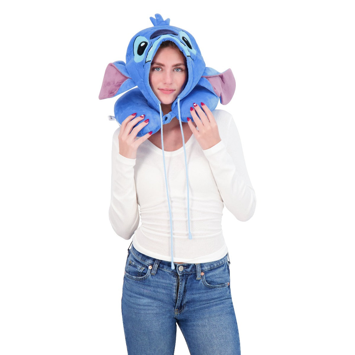 Disney Stitch Travel Neck Pillow Sudadera con capucha, azul