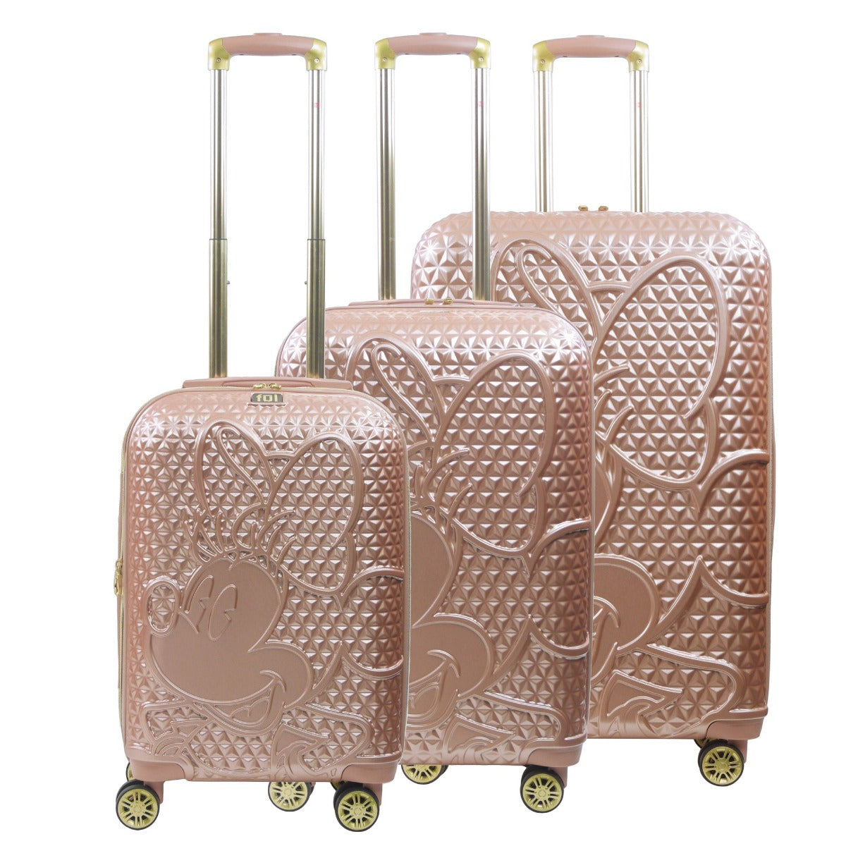 Disney Minnie Mouse - Equipaje con ruedas (3 piezas), color dorado rosa