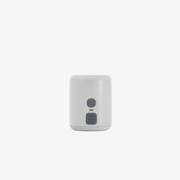 Back of the TILLIV Nano Pump showing the power button and the charging port below it