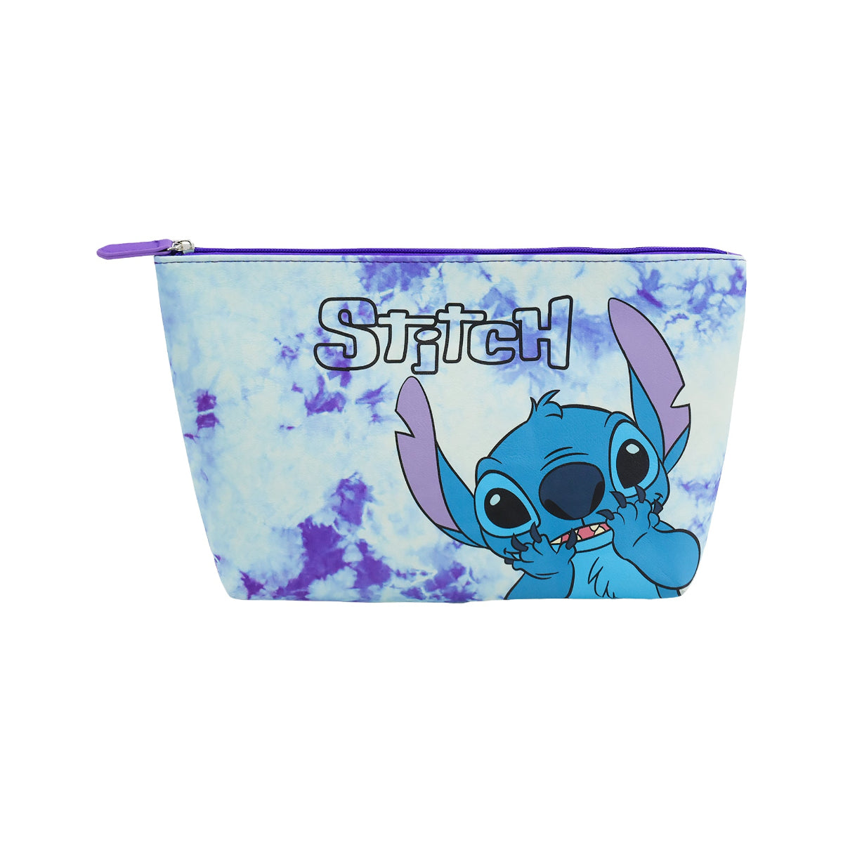 Disney Stitch Tie Dye Purple Wedge Cosmetic Bag
