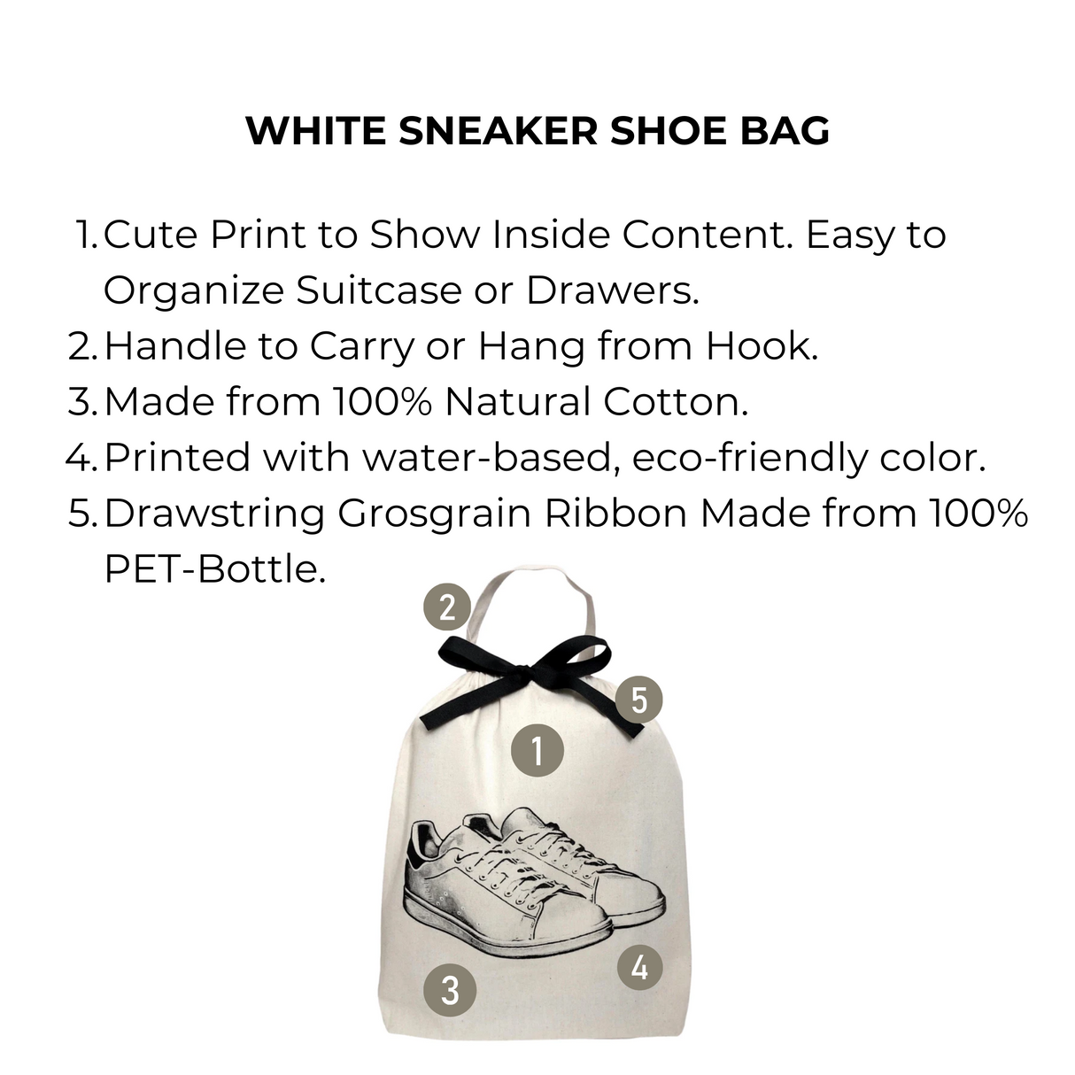 Shoe Bags Set, 3-pack Cream